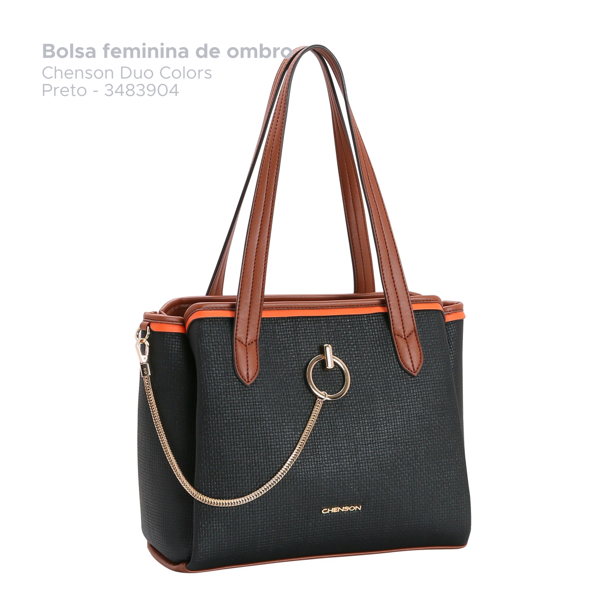 Bolsa Feminina Duo Colors - Chenson 3483904 - Alça de ombro - Preta -  Guanacos Pastas e Acessórios
