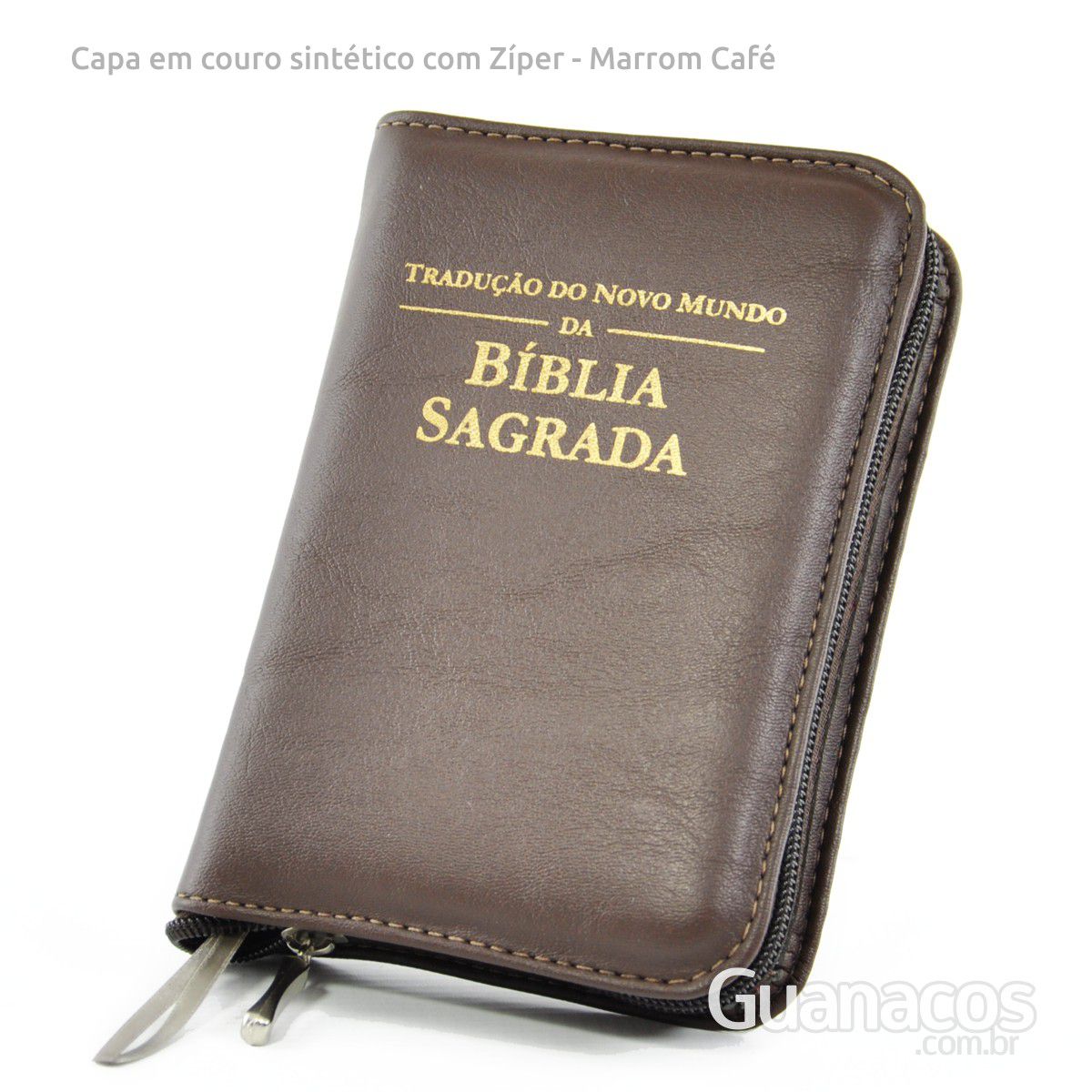 Capa para Bíblia com Ziper - couro sintético - Café - Guanacos Pastas e  Acessórios