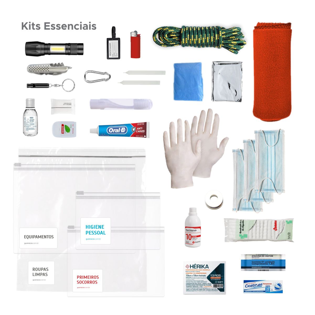 Kit de Mochila de emergencia Completo Guanacos Pastas e Acessorios