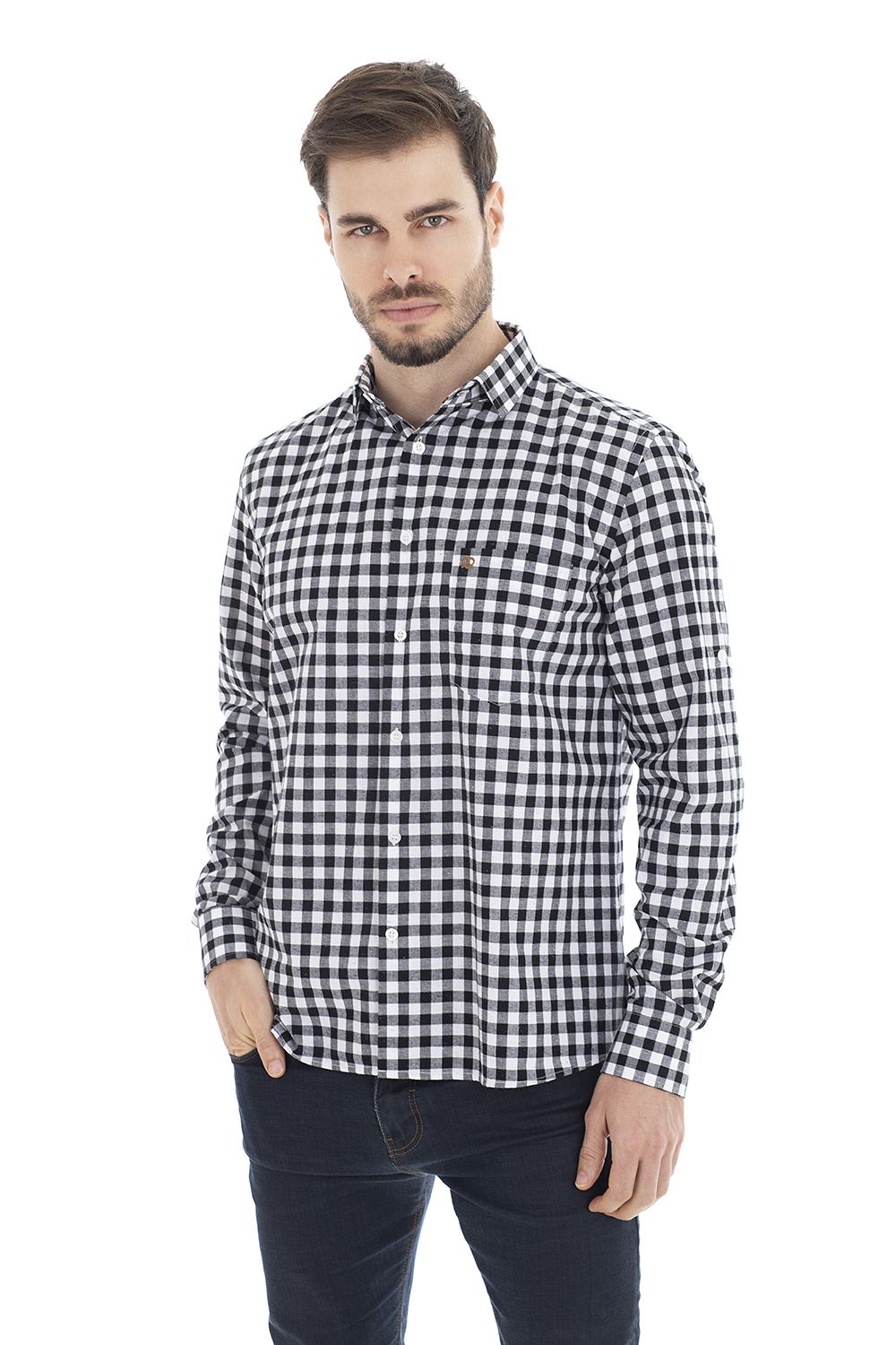 Camisa Xadrez Preto e Branco