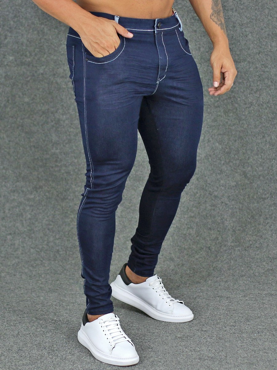 Bermuda Jeans Escura Destroyed Skinny - Traje Urbano