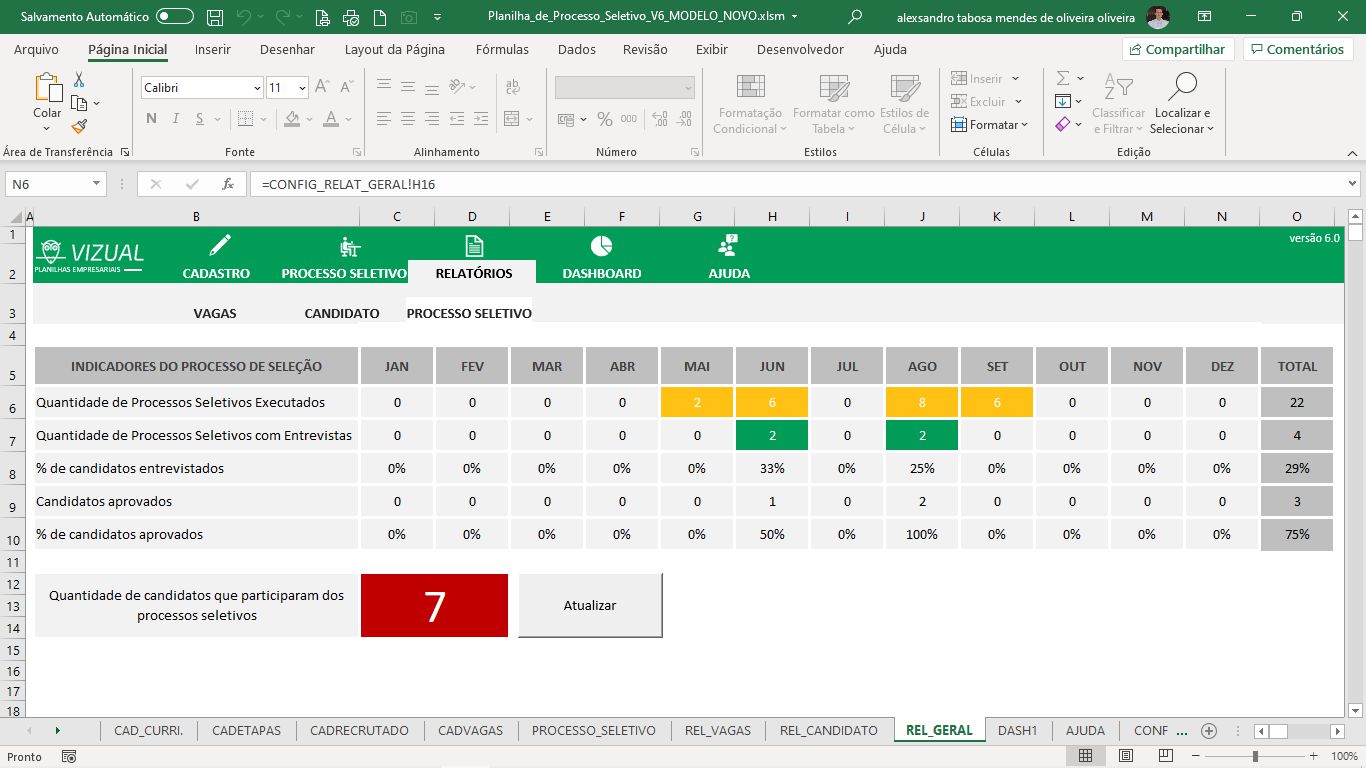 Planilha De Processos Seletivo Em Excel Vizual Planilhas Empresariais Planilhas Em Excel