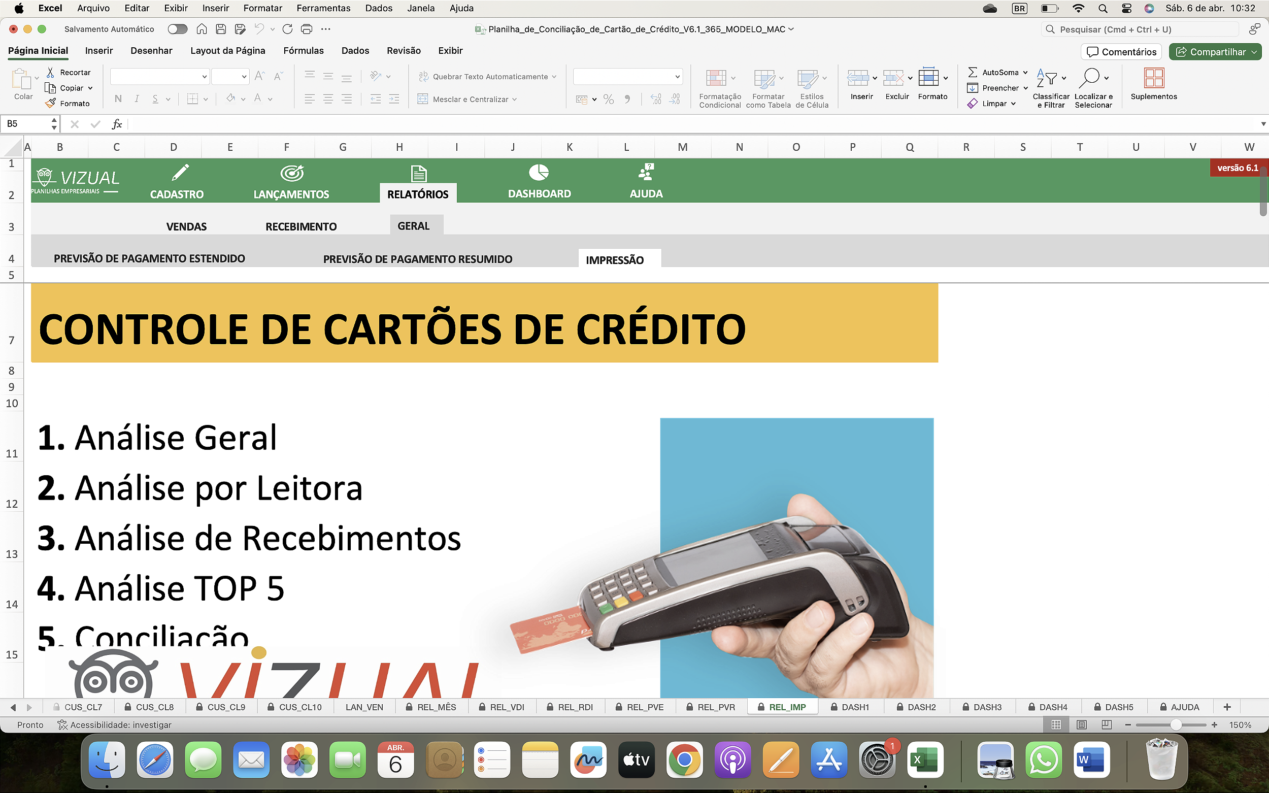 Planilha De Conciliação De Cartão De Crédito Completa Em Excel 61 365 Vizual Planilhas 3649