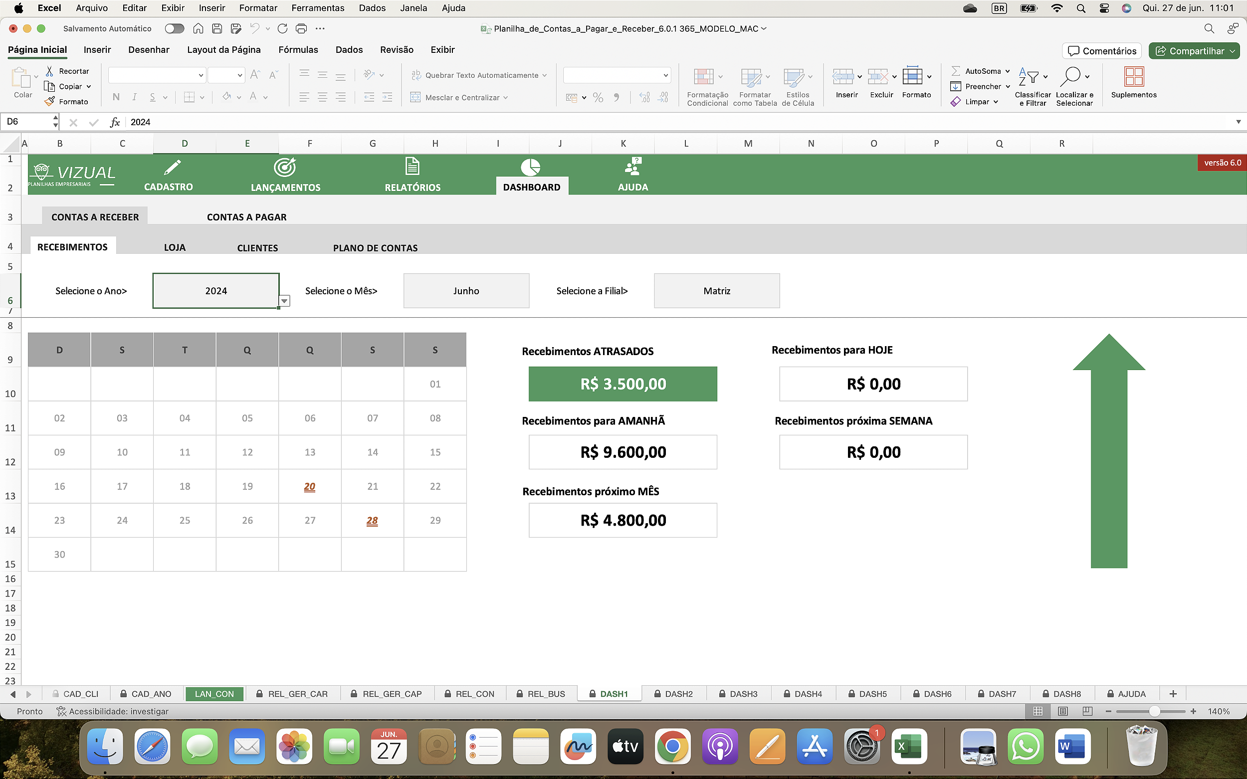 Planilha De Contas A Pagar E Receber Em Excel 60 365 Mac Vizual Planilhas Empresariais 3515