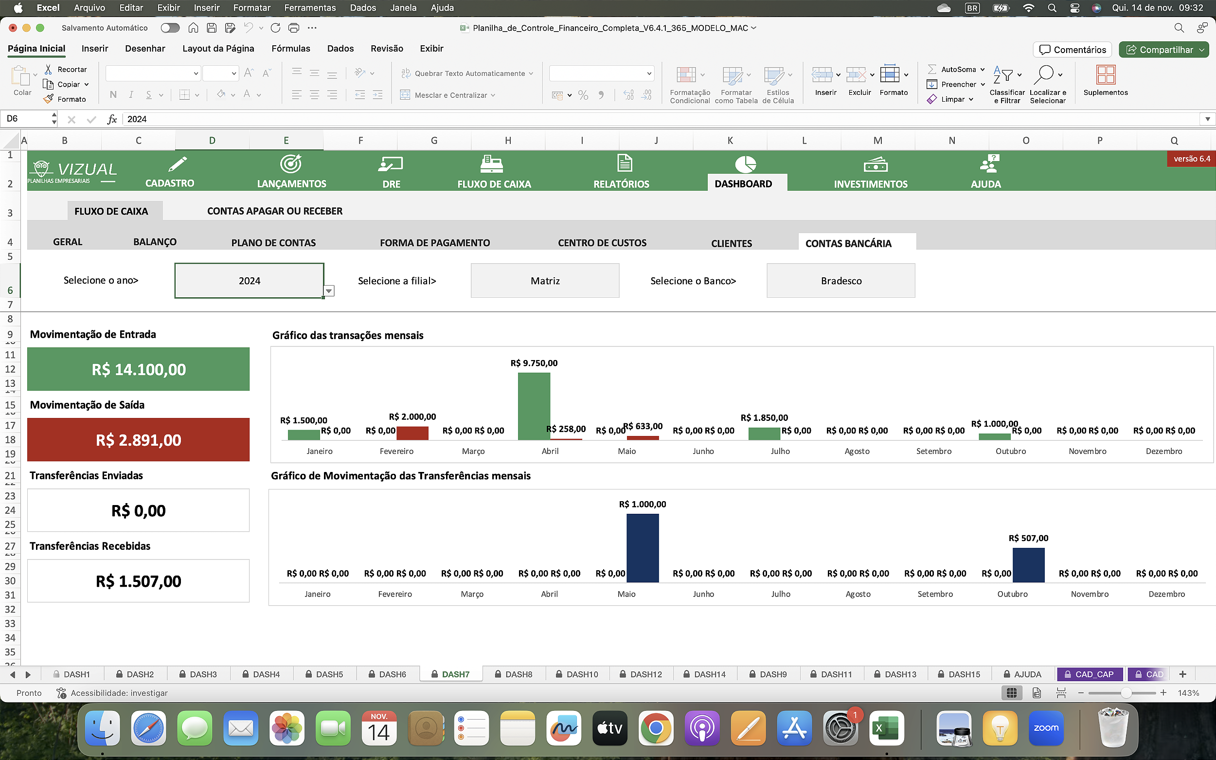 Planilha de Controle Financeiro Completa em Excel 6.4 365 - MAC ...