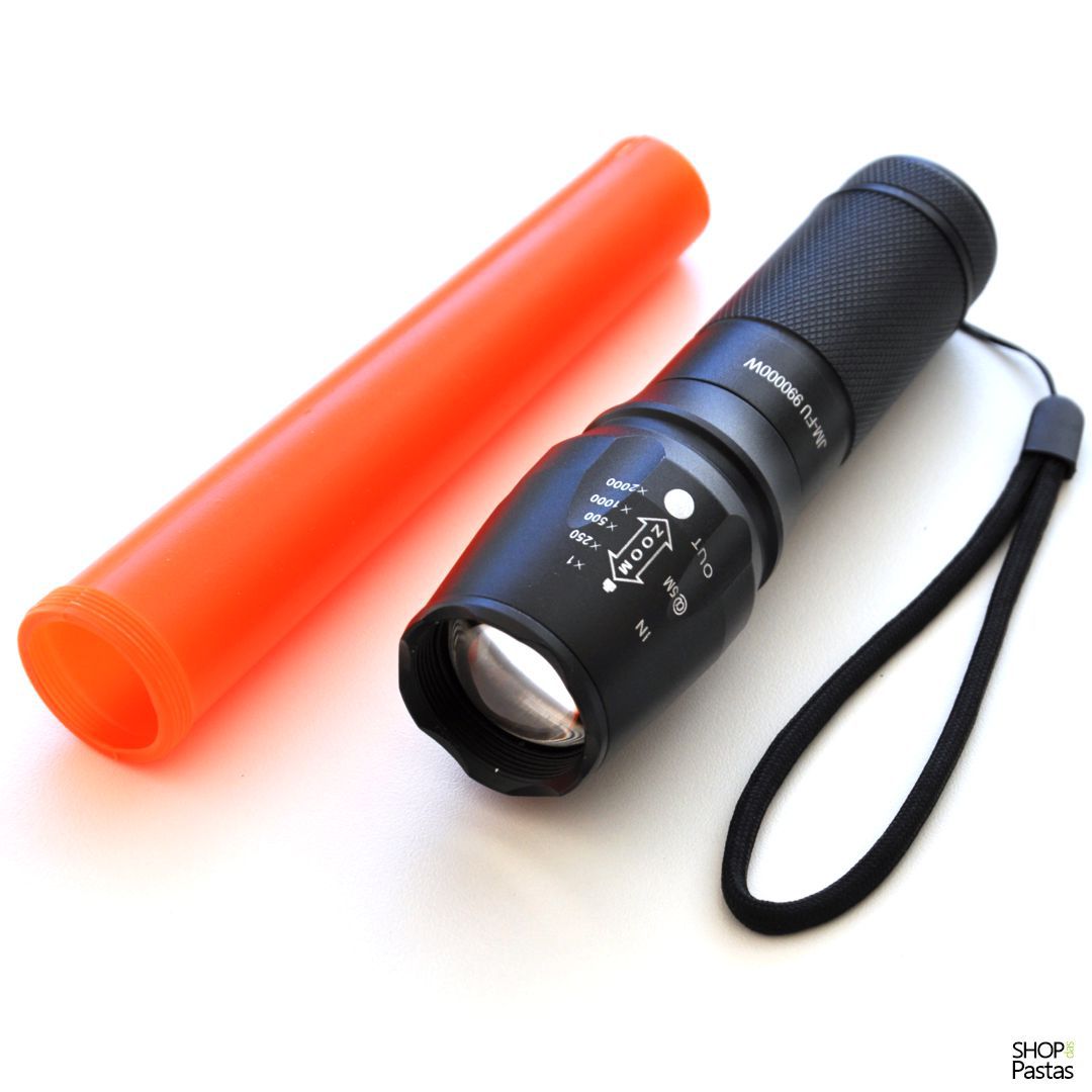 Lanterna Recarregável com Zoom + Bastão Sinalizador SOS - Shop Das