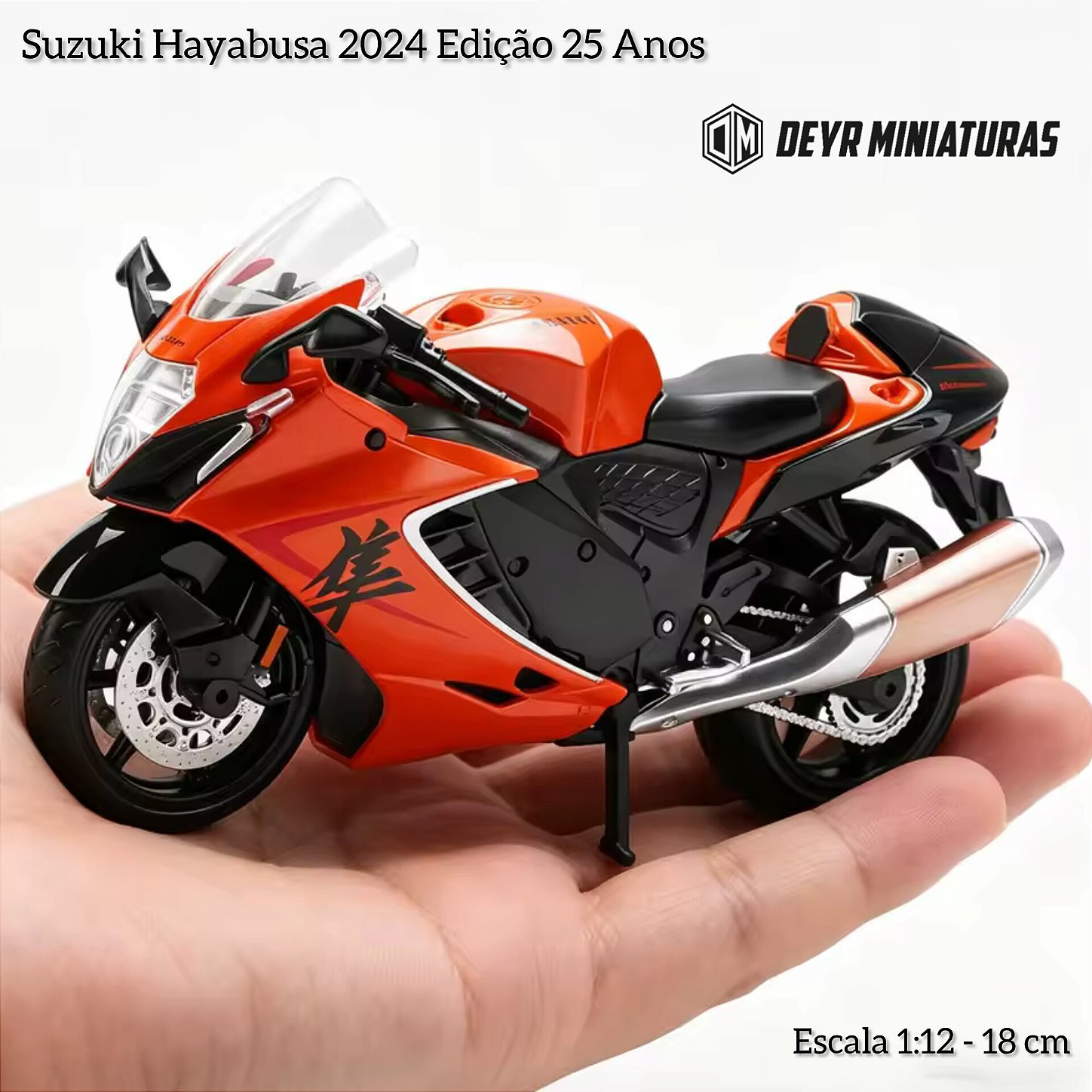 Miniatura Suzuki Hayabusa 2024 Laranja Edição 25 Anos CCA 1:12