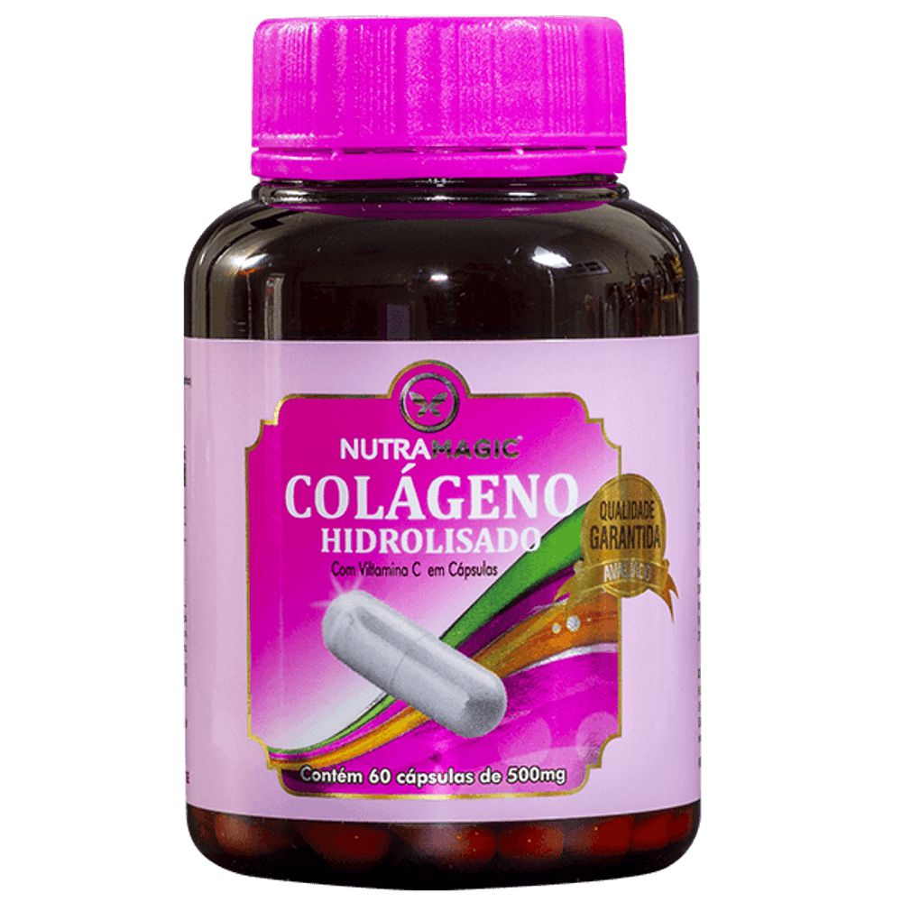 Colágeno Hidrolisado + Vitamina "C" Nutramagic - 60 Cápsulas de 500MG -  Nutramagic Suplementos e Vitaminas