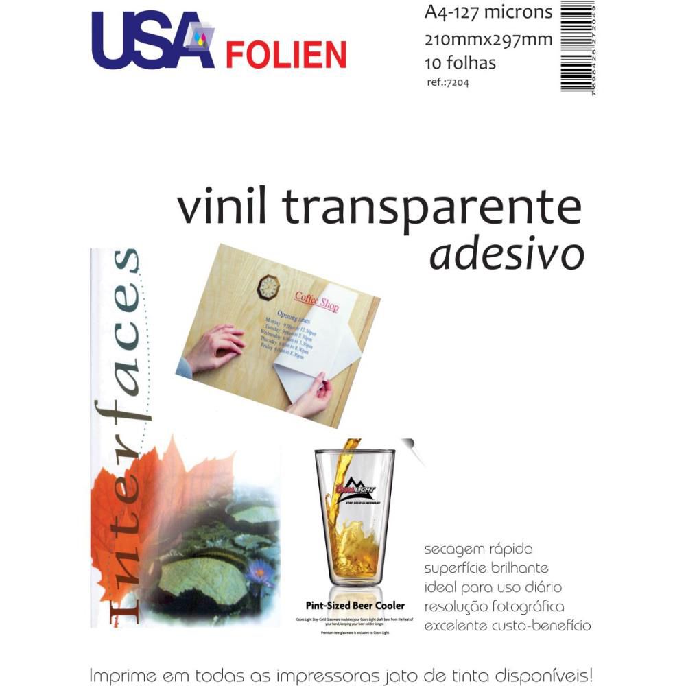 Papel Fotografico INKJET A4 Vinil Adesivo Transparente - Digital  Conveniência Informática e Papelaria