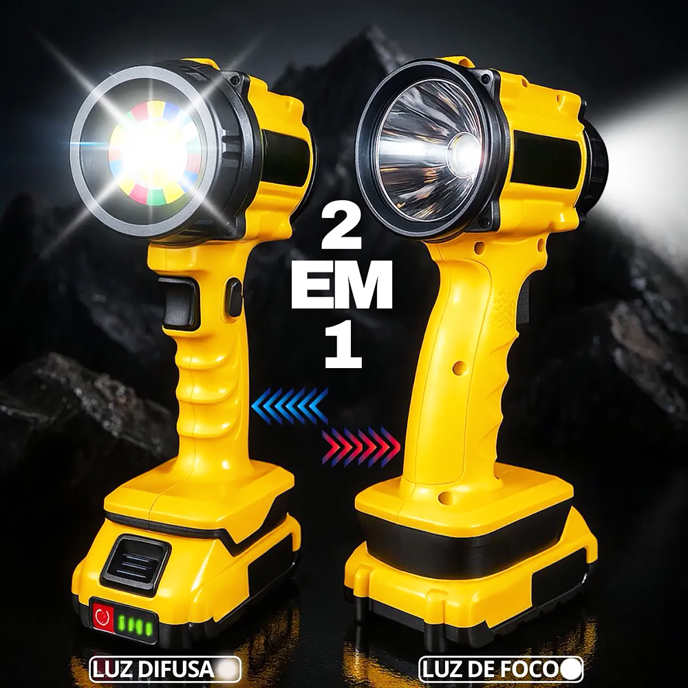 Comparativo luz difusa e luz de foco da PowerGrip 18V