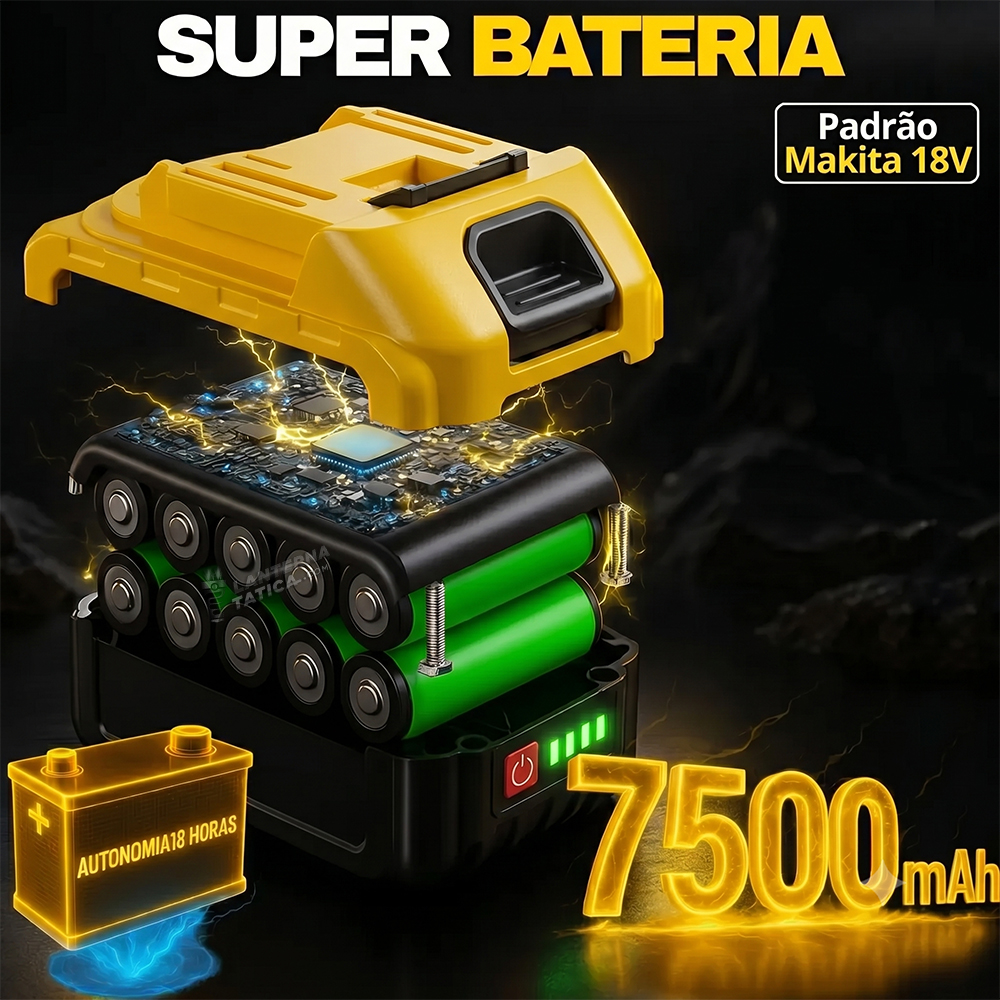 Super bateria 7500mAh padrão 18V da PowerGrip