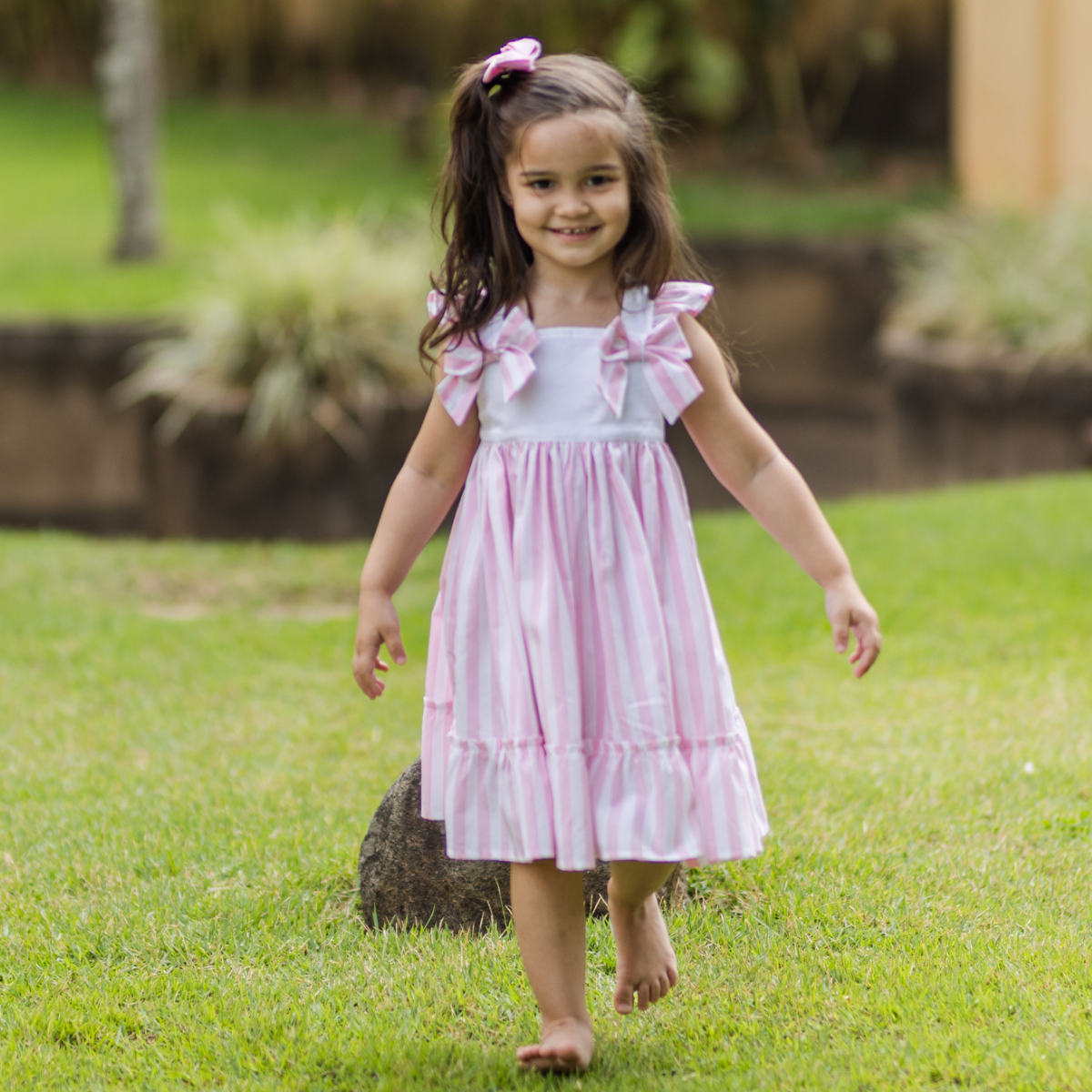 promoção vestido bebê festa vestido infantil luxo rosa laço gigante  princesa 1 e 2 anos