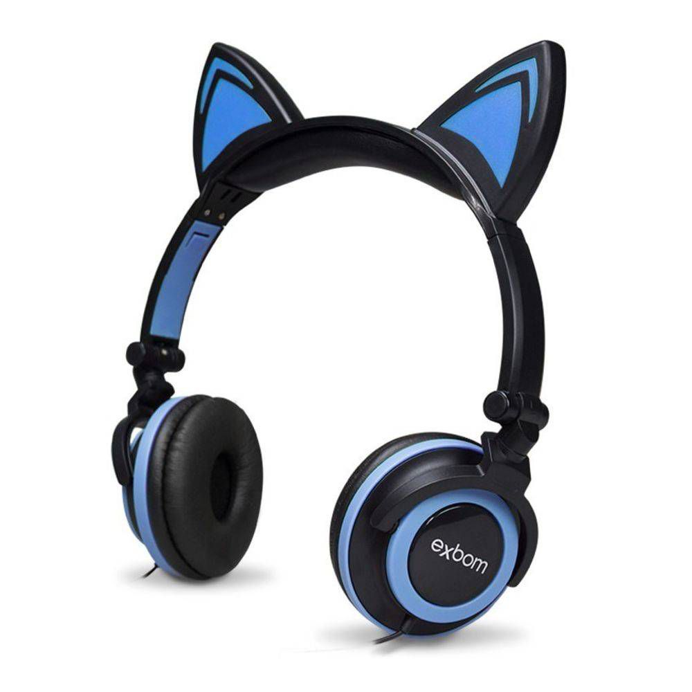 Headphone Fone Orelha Gato Colorido Led Smartphone Geek Gamer Gatinho