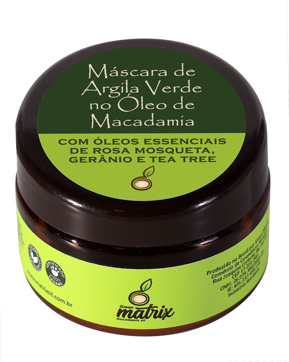 Máscara de Argila Verde Orgânica e Vegana - GREEN MATRIX Macadamia