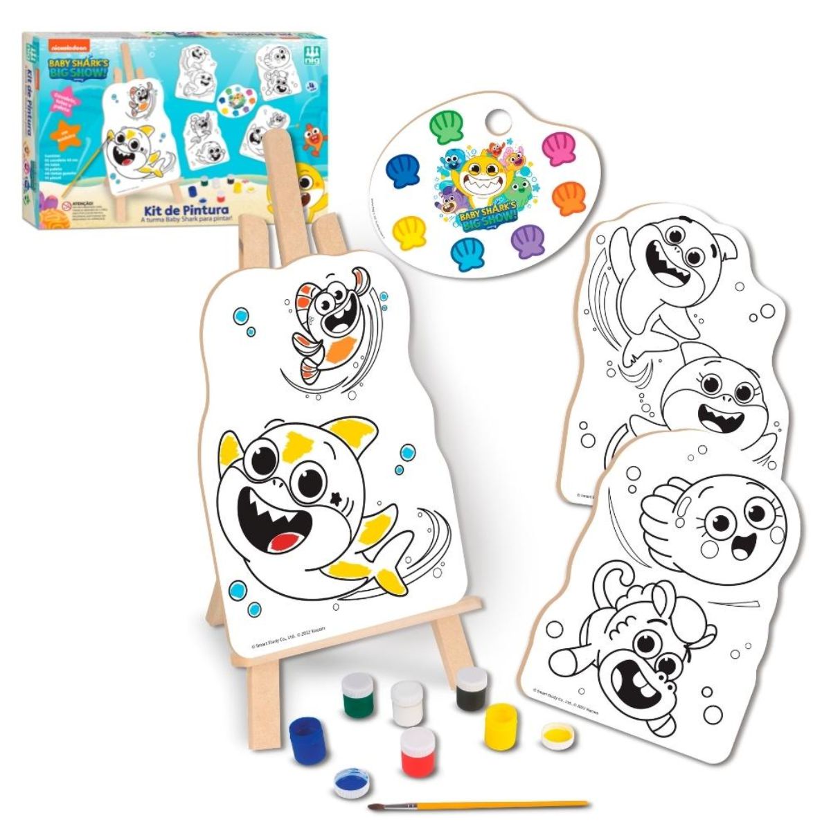 Kit Pintura Patrulha Canina com Cavalete Tintas e Tela Infantil