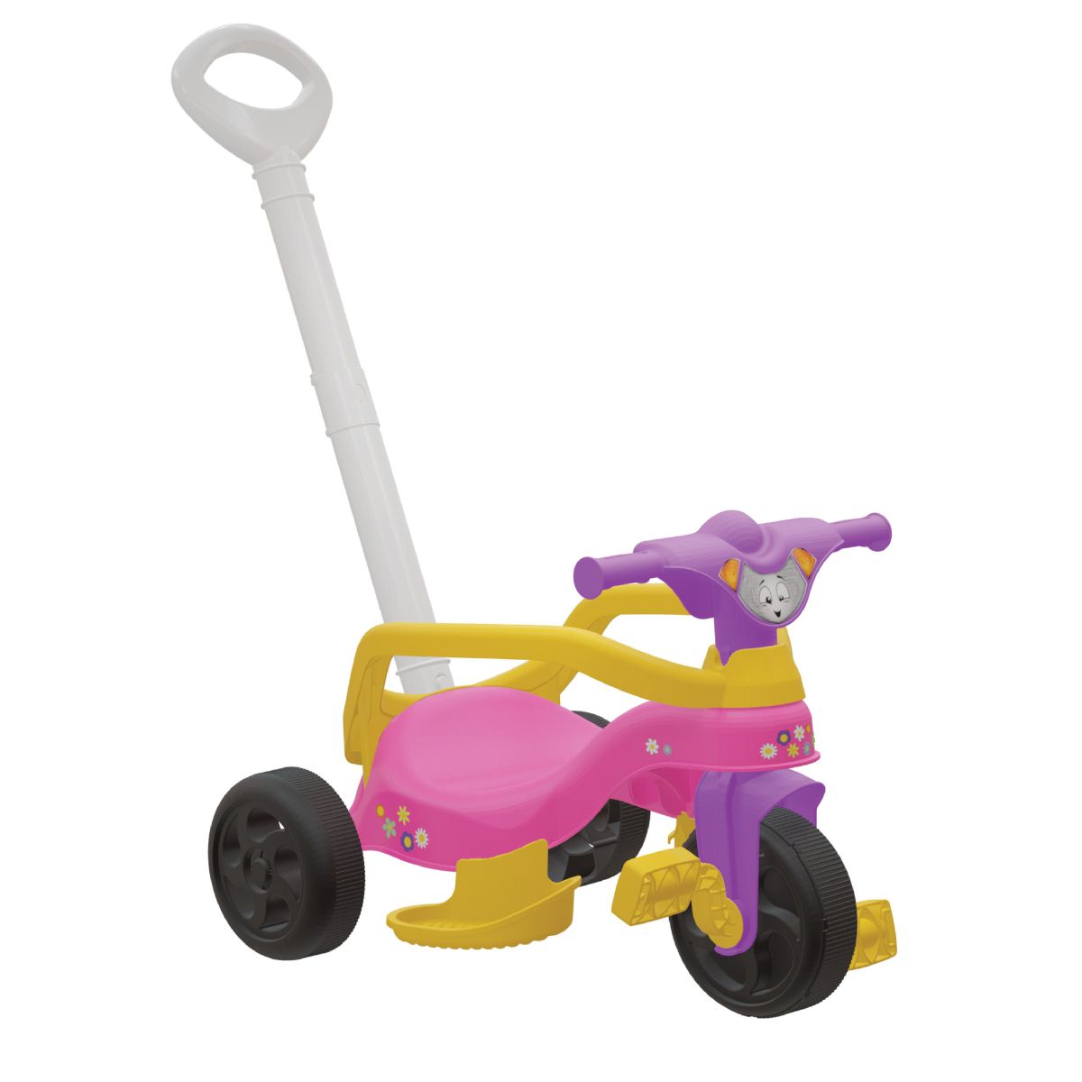 Triciclo Infantil rosa com Empurrador E Protetor Motoca - Magic