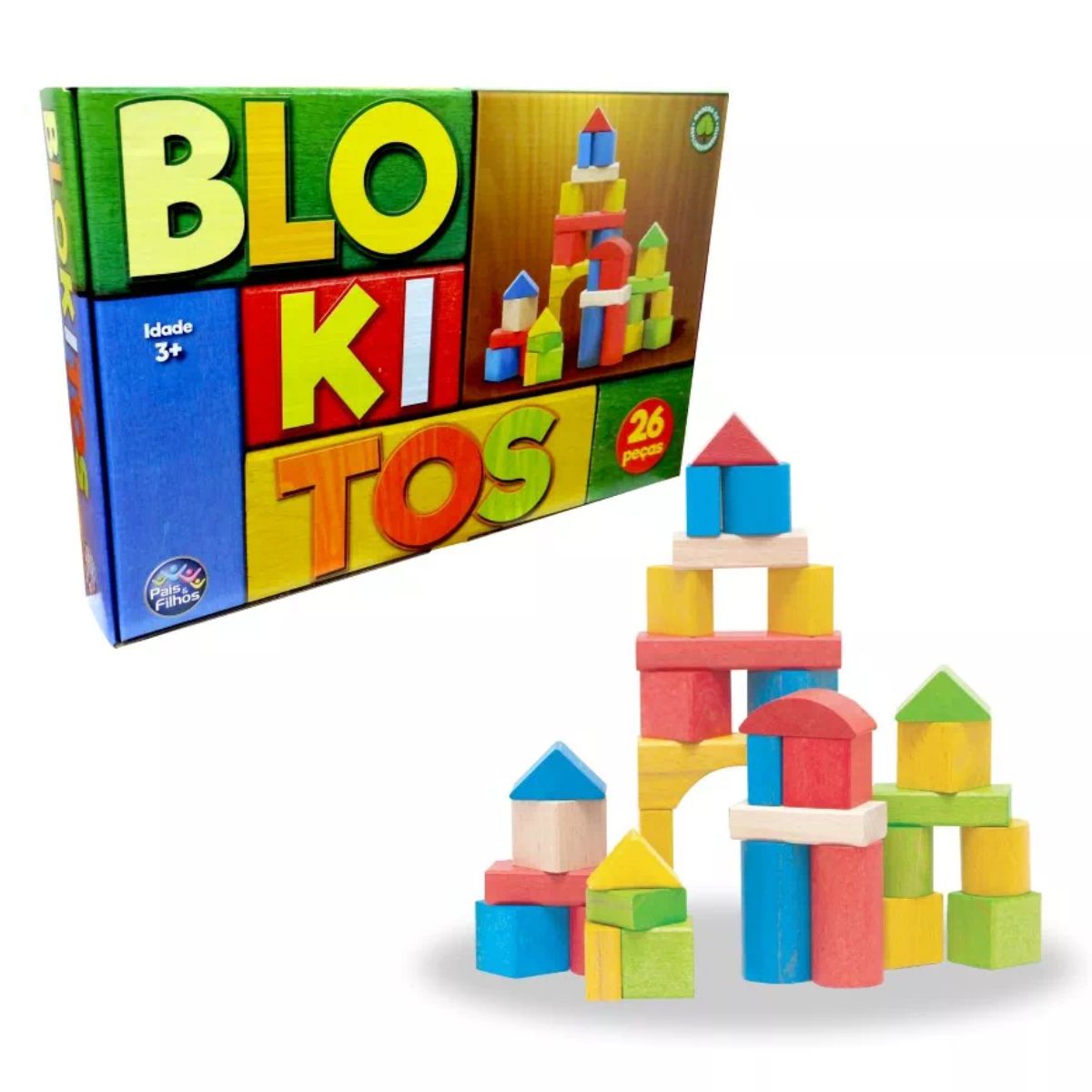 Blocos de Montar 26 Peças de Madeira Brinquedo Jogo Infantil Educativo  Blokitos - Camilo's Variedades