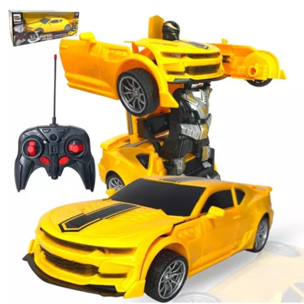 Carrinho Infantil de Controle Remoto sem Fio Camaro Amarelo Carro