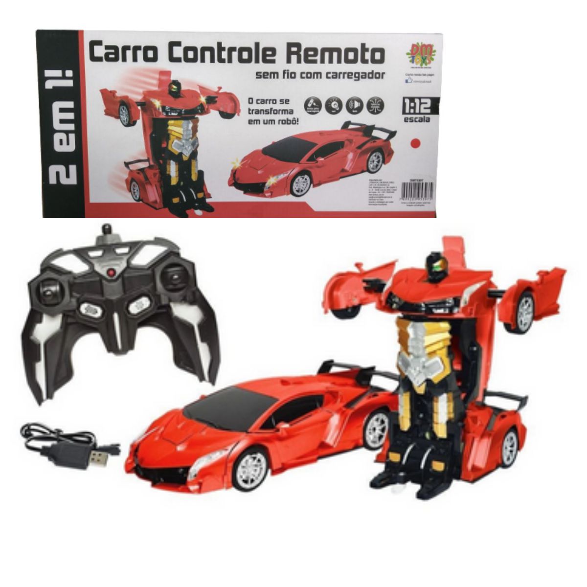 Carro de controle Remoto Transforma em robô Vermelho - Camilo's