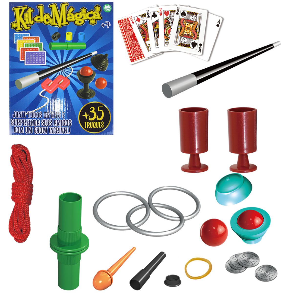 Jogo Mágicas Kit 15 Truques Cartas Dados Brinquedo Presente