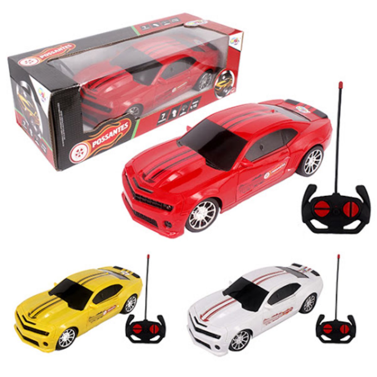 Brinquedo Carrinho Controle Remoto Camaro Possante Vermelho