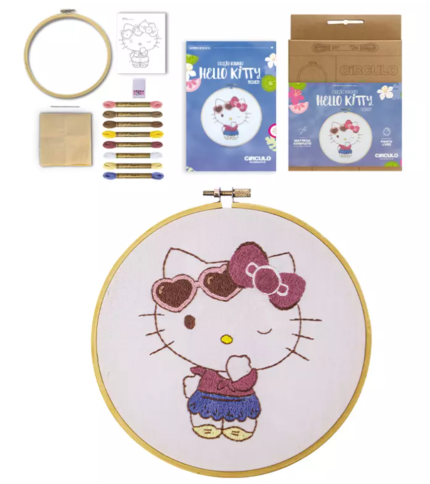 Coleção Bordado Hello Kitty – Ponto Livre® - Cor 1 - Fashion - Círculo ...