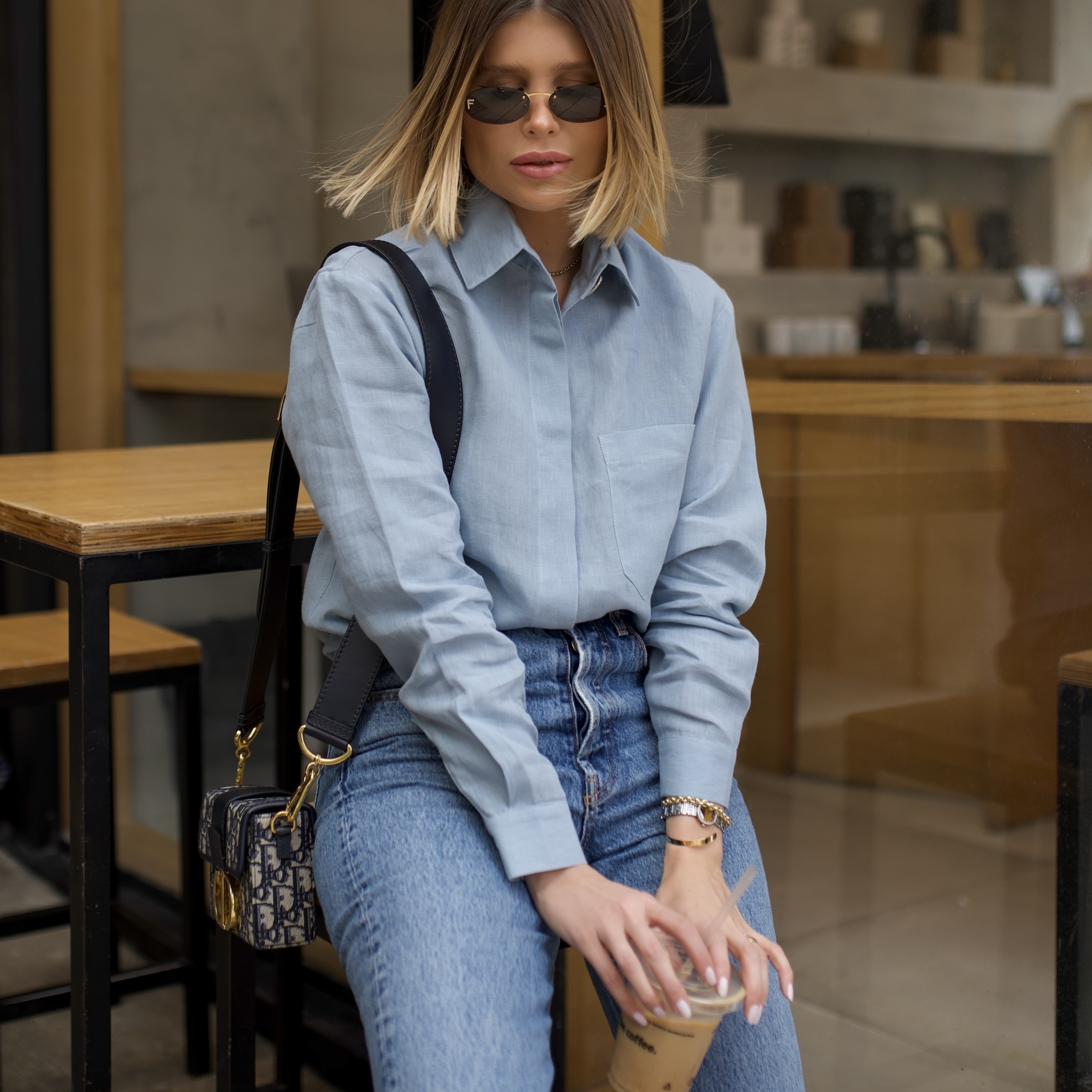 Camisa social hot sale azul ceu