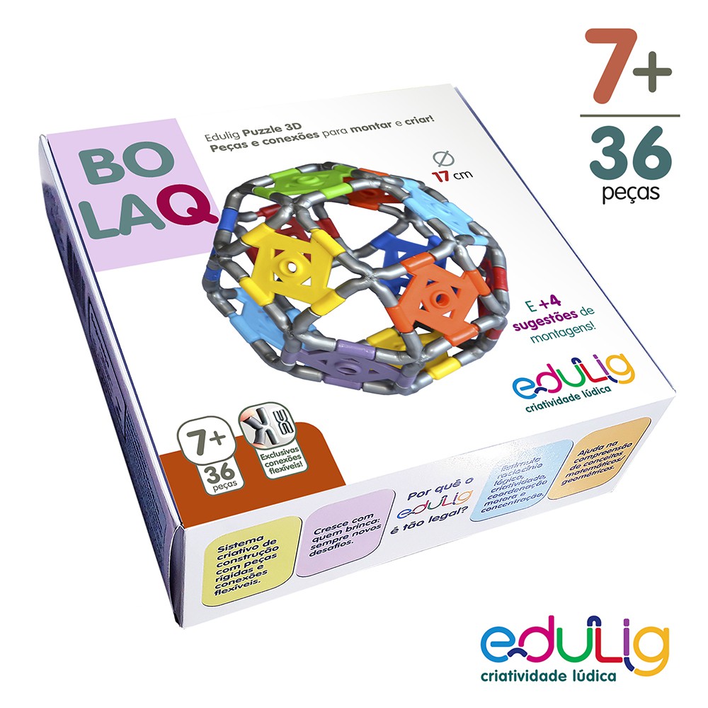 Quebra-cabeça Edulig Puzzle 3D Bola 5 - 90 peças e conexões - 6 cores -  Edulig, Kits pedagógicos e lúdicos, Puzzles 3D