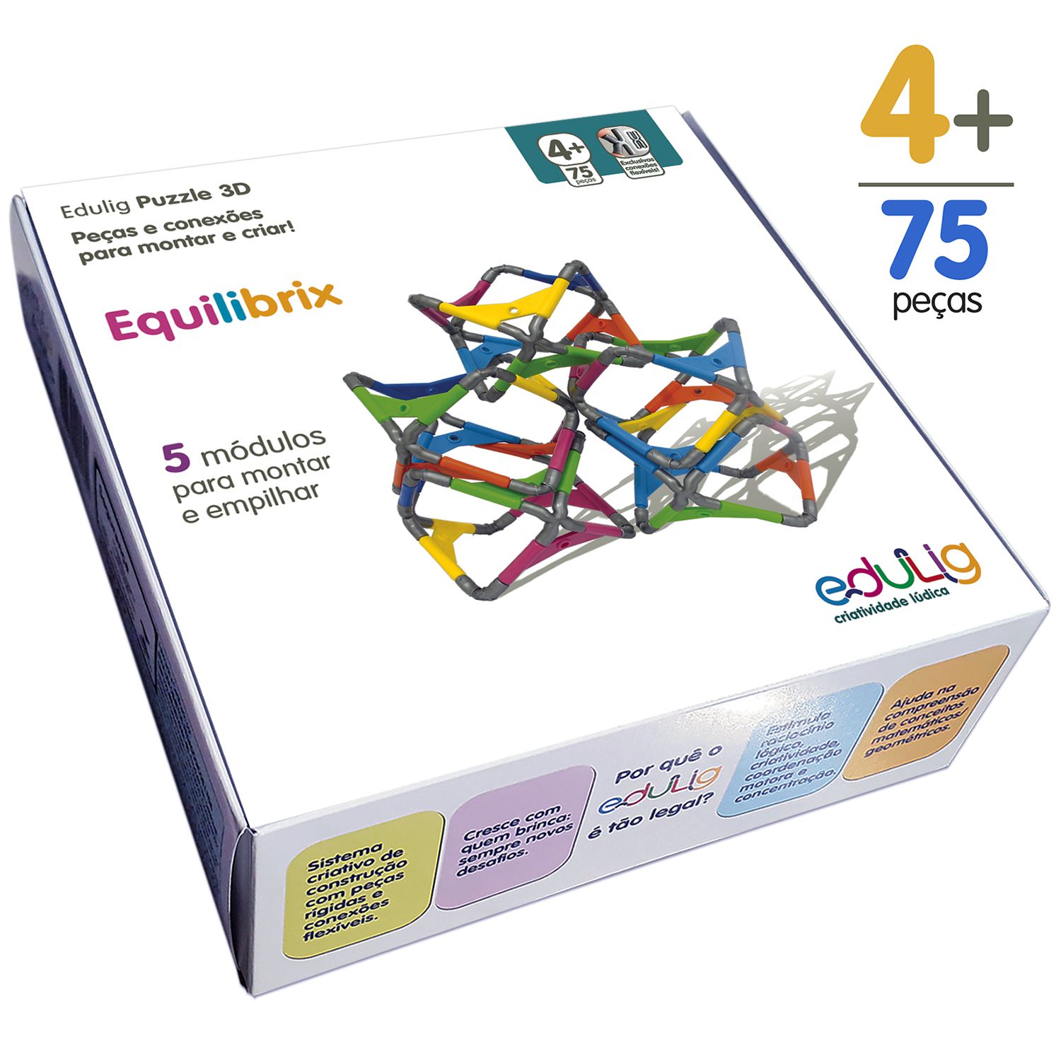 Quebra-cabeça Edulig Puzzle 3D Pirâmide - 144 peças e conexões - 6
