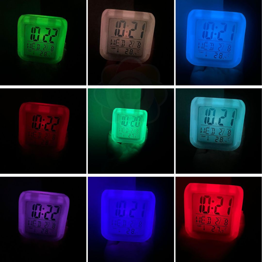 Relógio Digital Despertador RGB Colorido - ESPAÇO LED