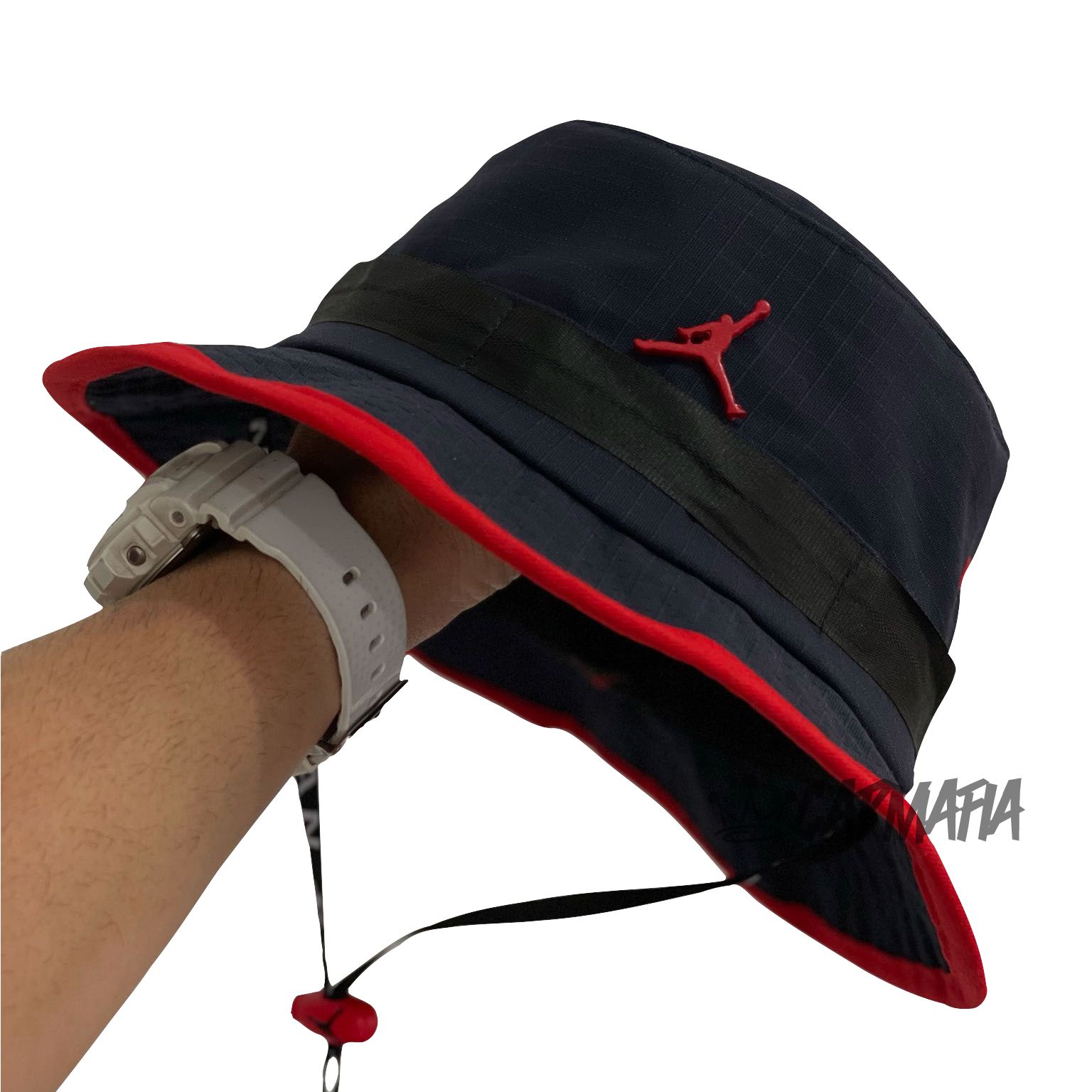 Chapéu Bucket Hat Jordan Brand Jumpman Azul Escuro e Vermelho