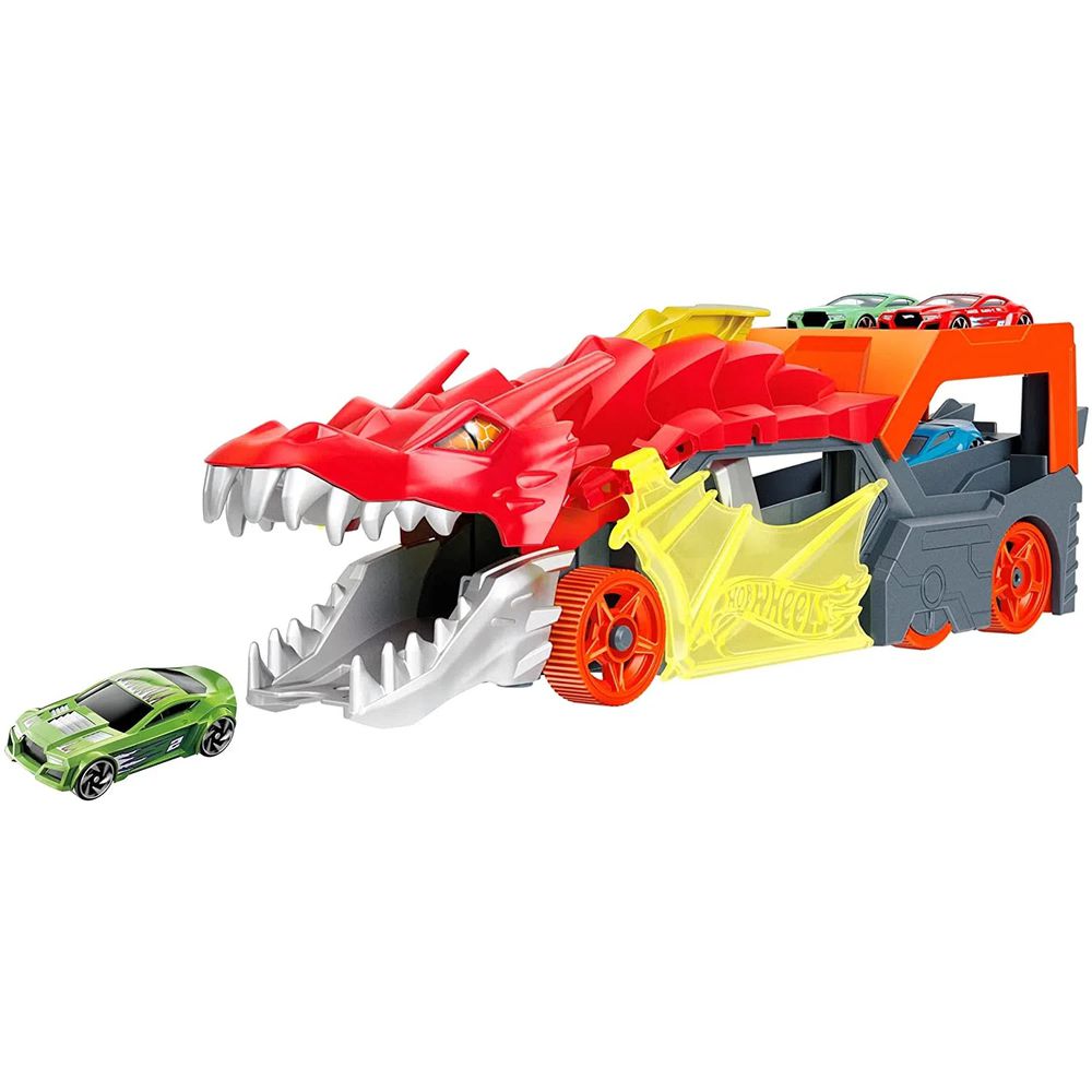 A PISTA HOT WHEELS COM O DRAGÃO GIGANTE NA CIDADE. OS CARRINHOS