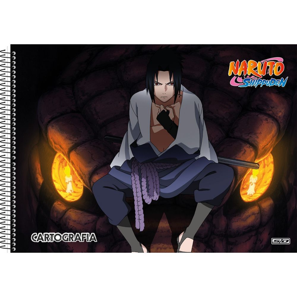 Caderno de Desenho Naruto Shippuden Preto - 60 Folhas - São