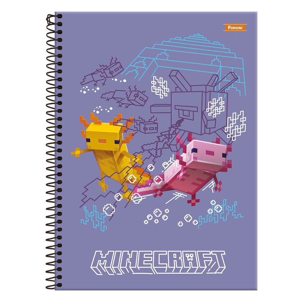 Caderno Minecraft - Lillás - 80 Folhas - Foroni - Casa Joka