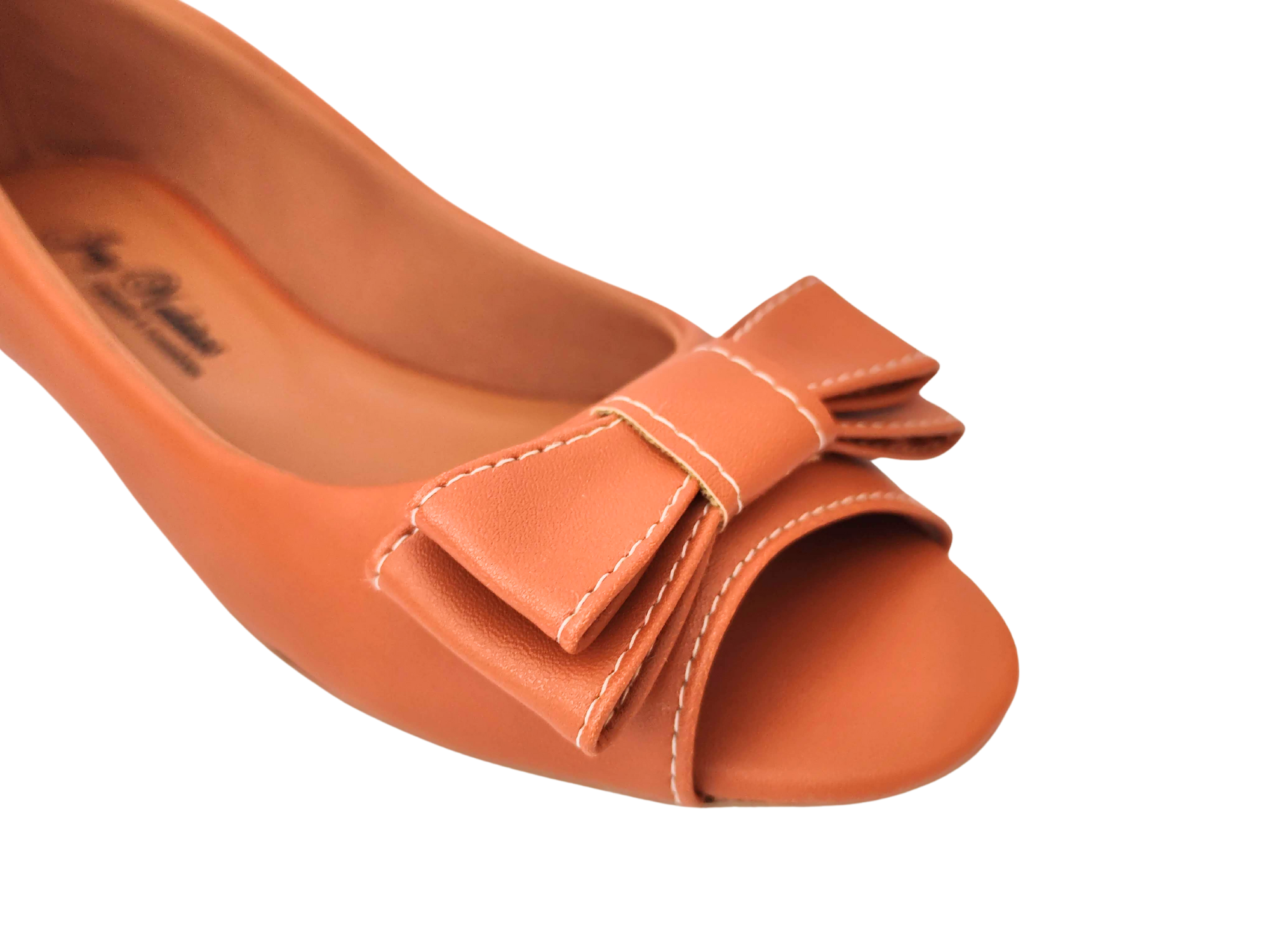 Sapatilha Peep Toe Marrom Caramelo com Laço - Josy Medeiros