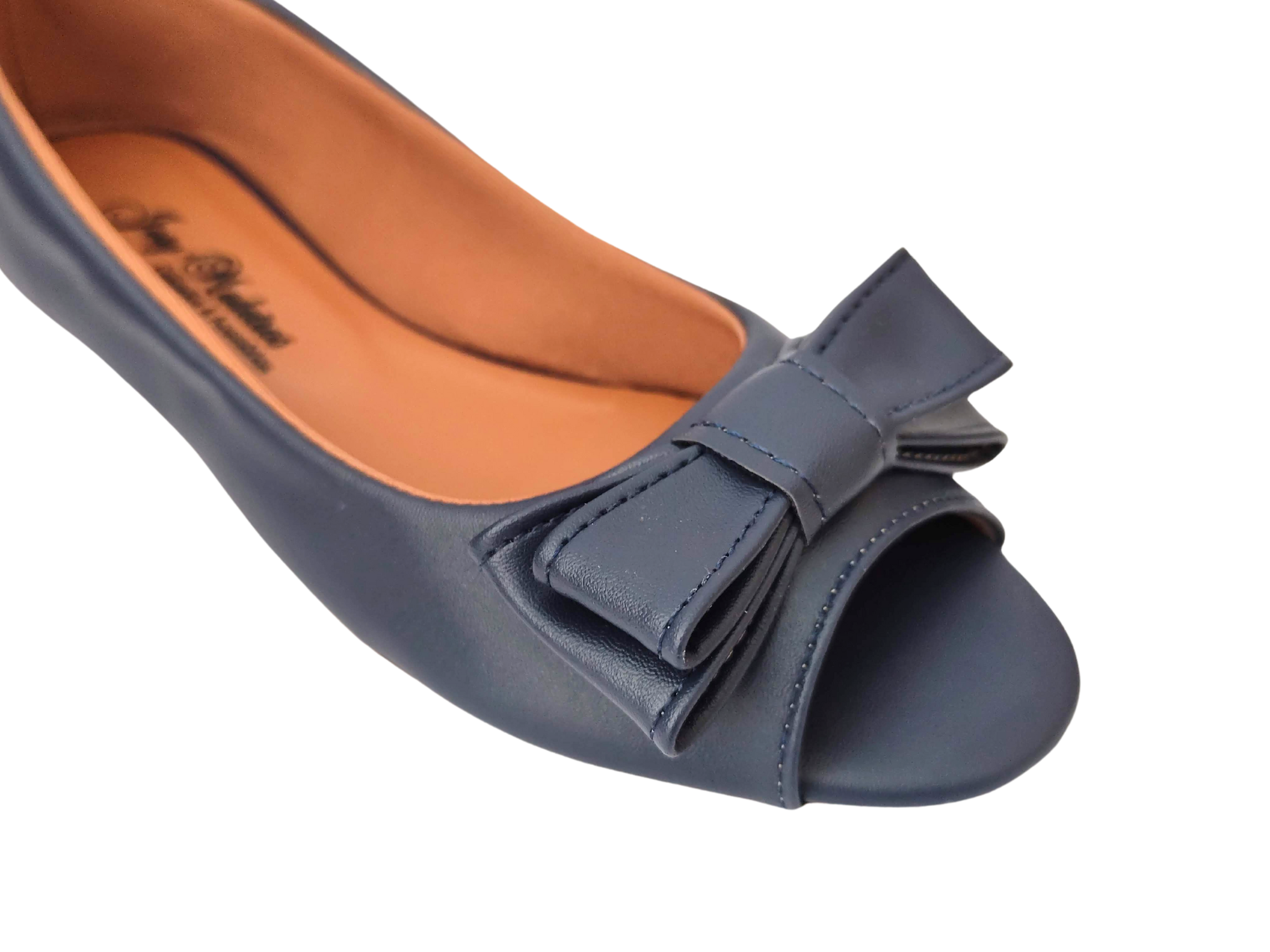 Sapatilha Peep Toe Azul Marinho com Laço - Josy Medeiros