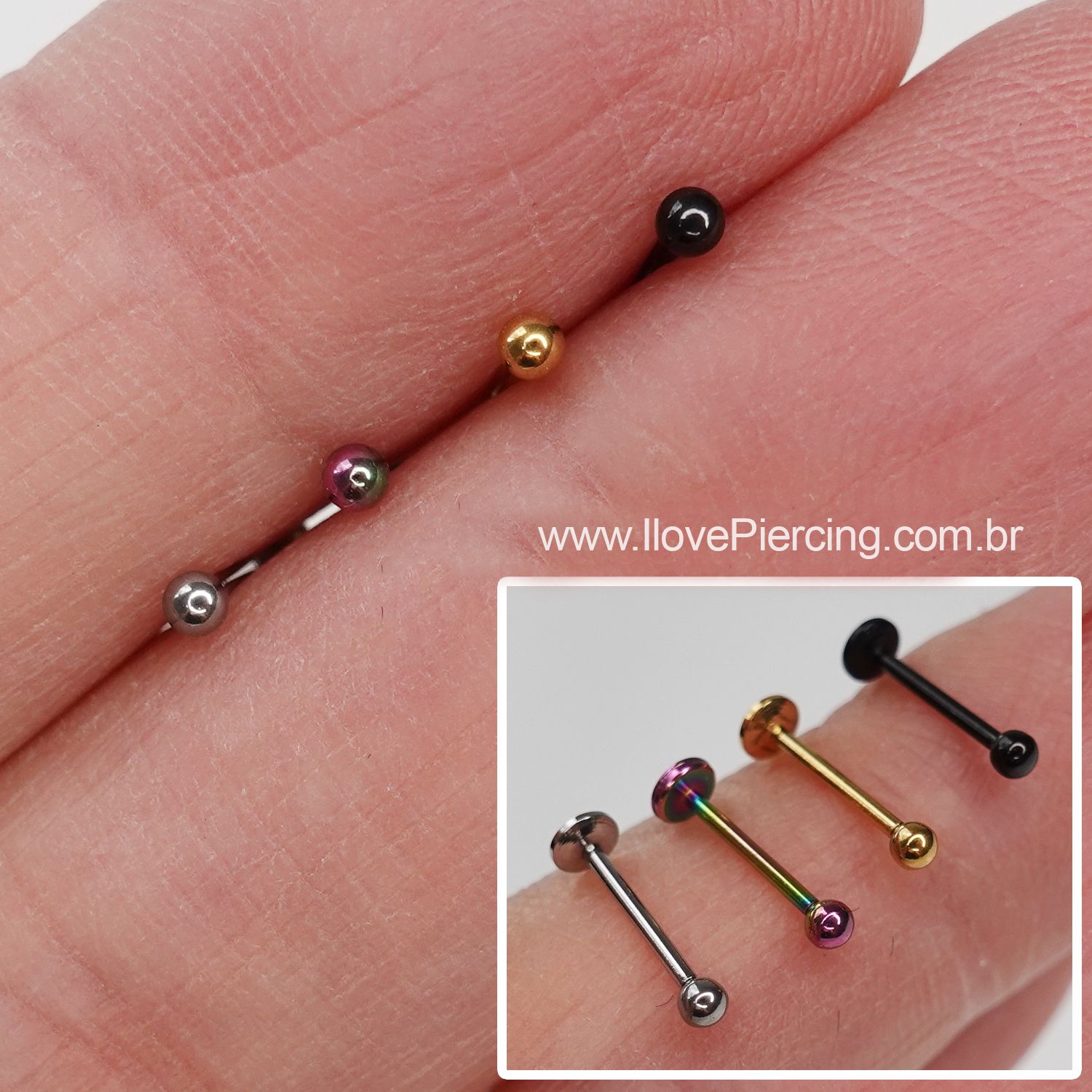 Piercing Sobrancelha Preto Bolinha Aço Cirúrgico