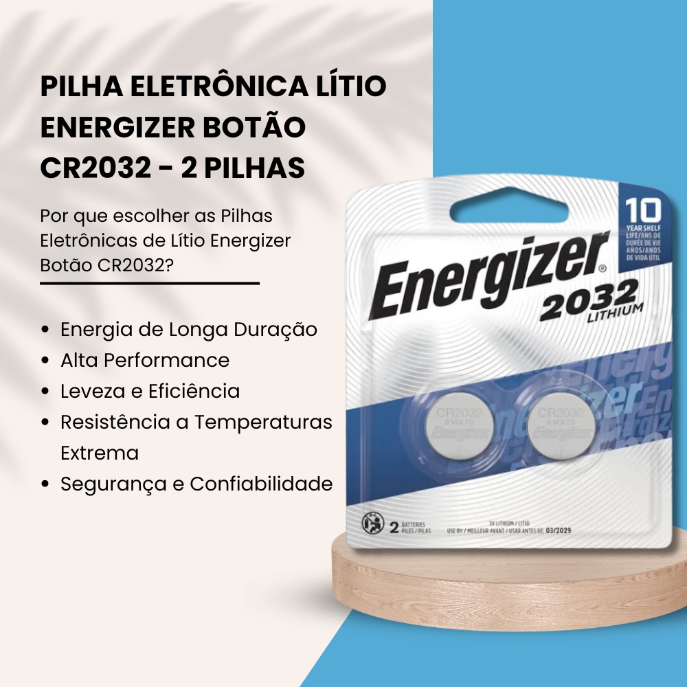 Pilha Eletrônica Lítio Energizer Botão CR2032 - 2 Pilhas - Alta ...