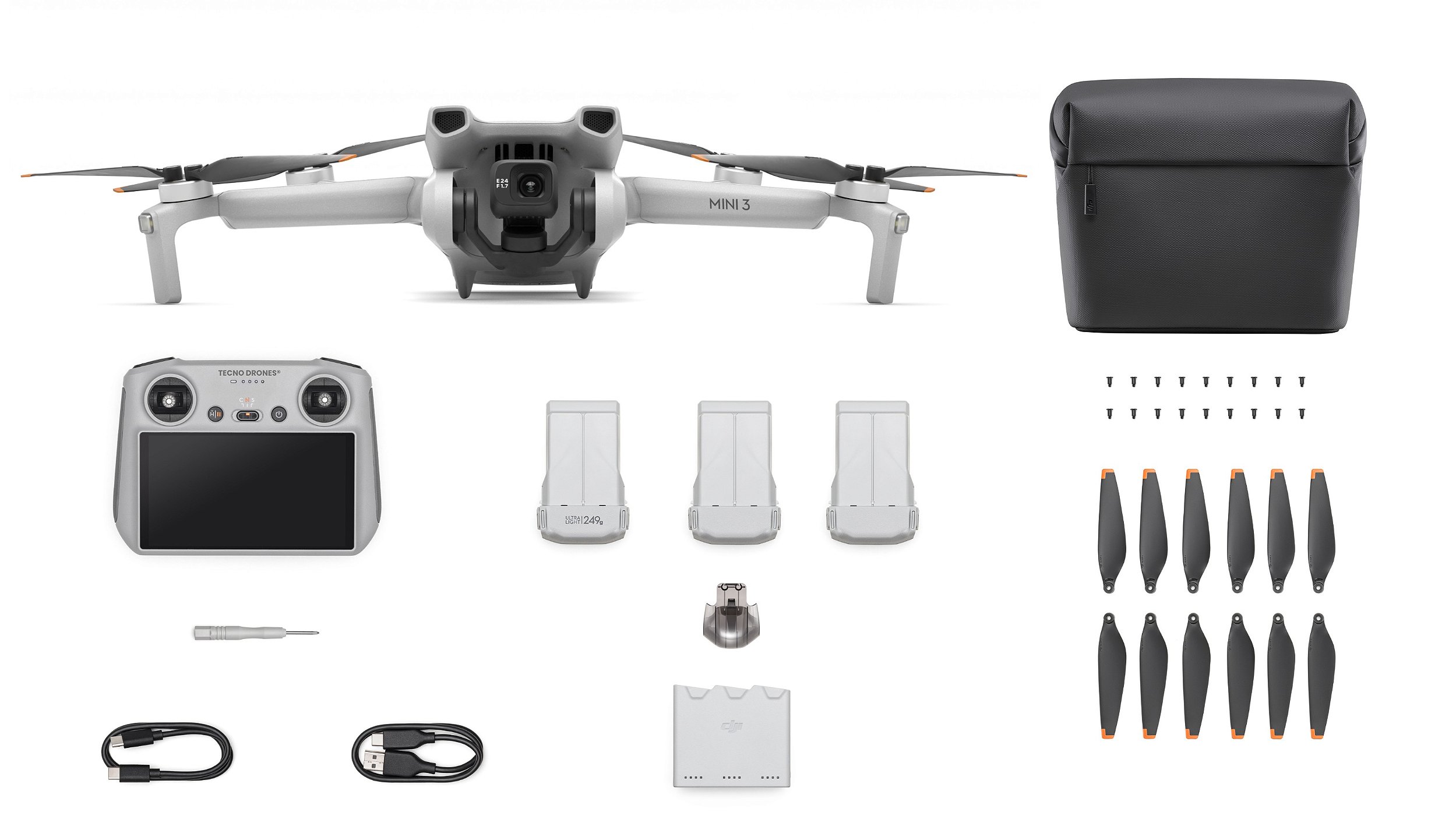 Drone Dji Mini 3 Fly More Combo Plus (DJI RC) - Tecno Drones - A