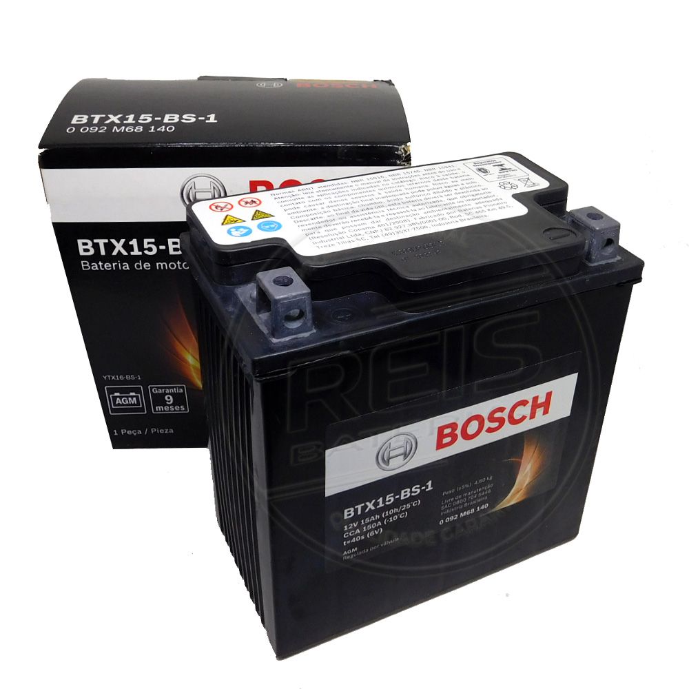 Bateria Bosch Moto 15Ah | Reis Baterias | Bateria Automotiva - Reis Baterias:  Pague em 10X SEM JUROS