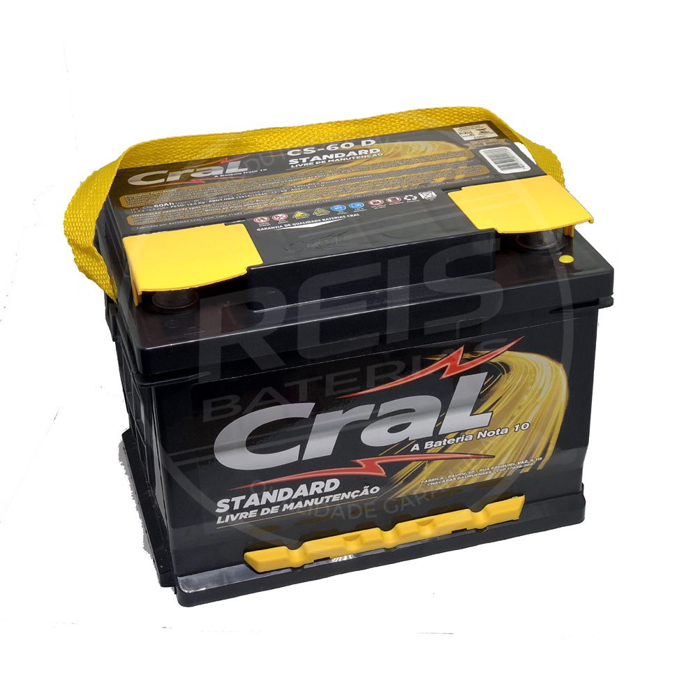 Bateria Cral 60Ah - CS60D: Positivo Direito (EcoSport, Prisma