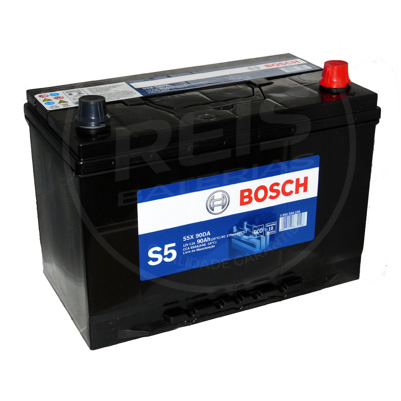 Bateria Bosch 90Ah - S5X90DA - Reis Baterias - Bateria de Carro - Reis  Baterias: Pague em 10X SEM JUROS