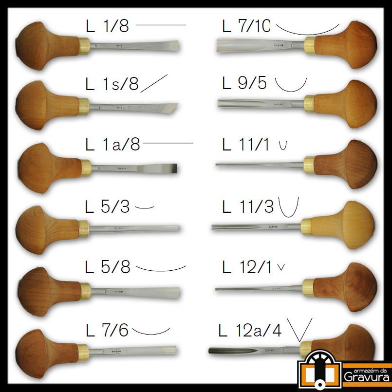 Pera Tools LS12 - Jogo de 12 ferramentas Cabo Pera Pfeil para xilo e entalhe ...