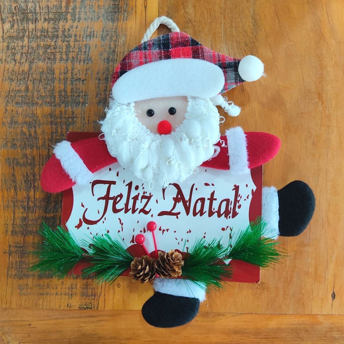 Guirlanda Natalina Enfeite De Porta Natal Papai Noel 50cm