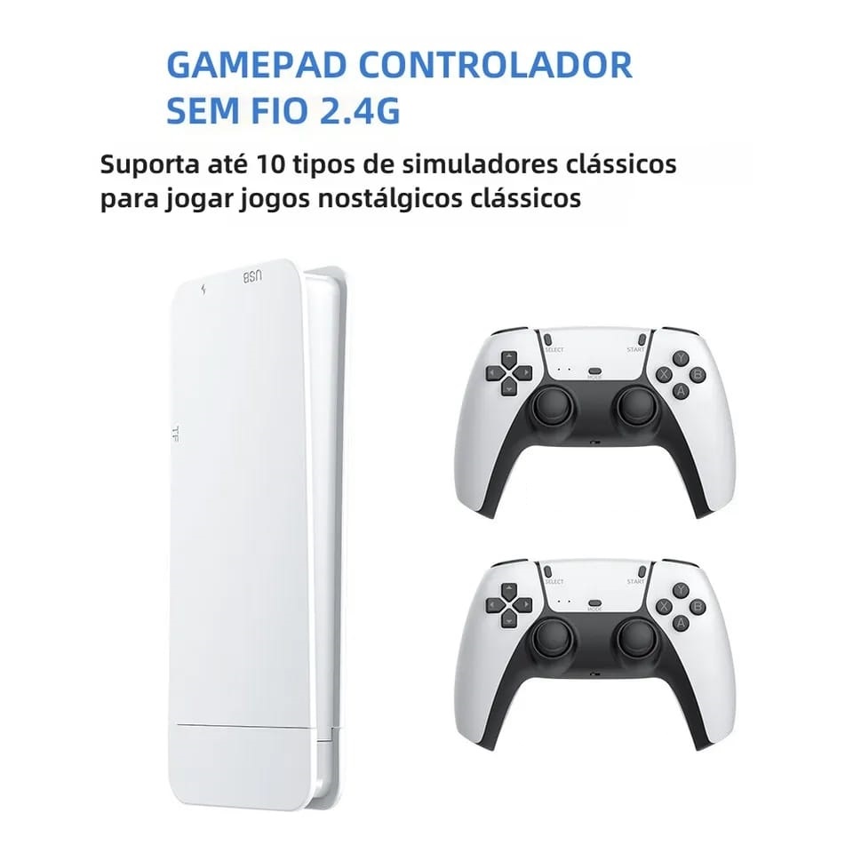 Game Stick 4k hd console de videogame 64g 10000 jogos para ps1/fc/gba  controle sem fio