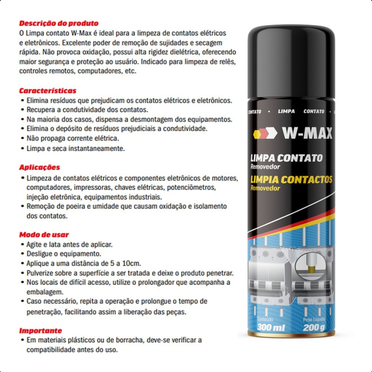 Limpa Contato Wurth Eletrico Eletronico Automotivo Wmax Uni - Euro ...