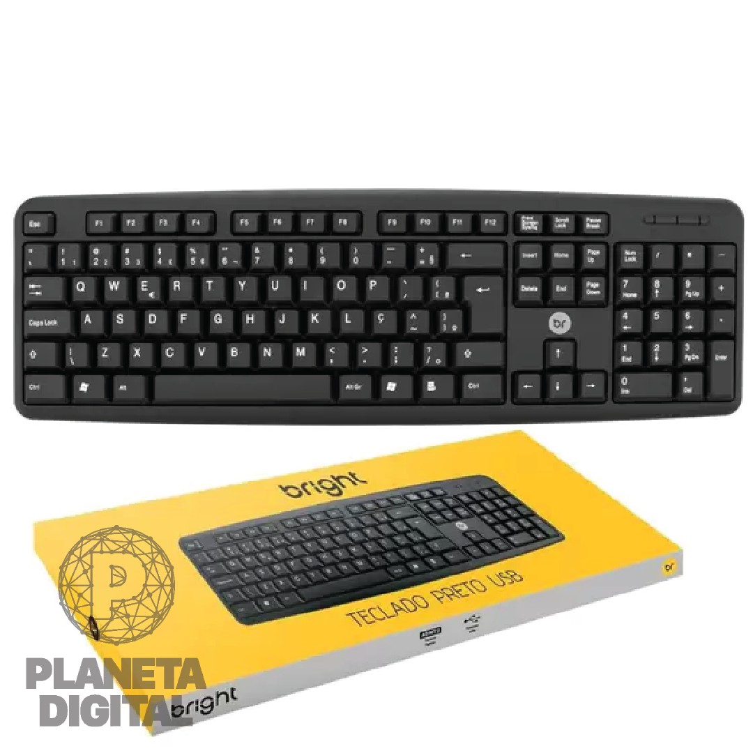 Teclado Básico USB Cabo de 130cm de Comprimento 107 Teclas Simples e ...