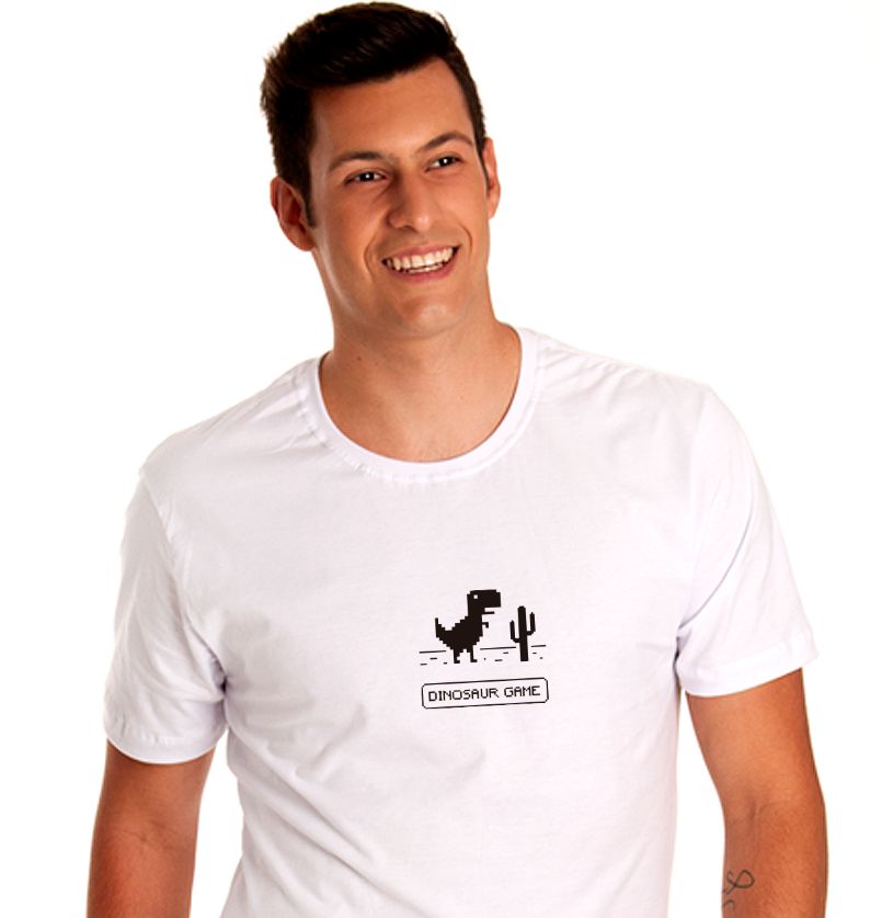 Camiseta camisa google chrome offline jogo dinossauro
