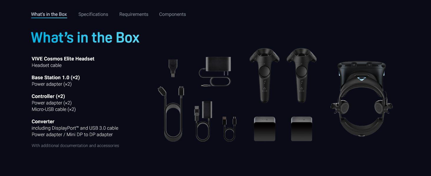 HTC Vive Cosmos Elite Virtual Reality System Headset Bundle VR Game
