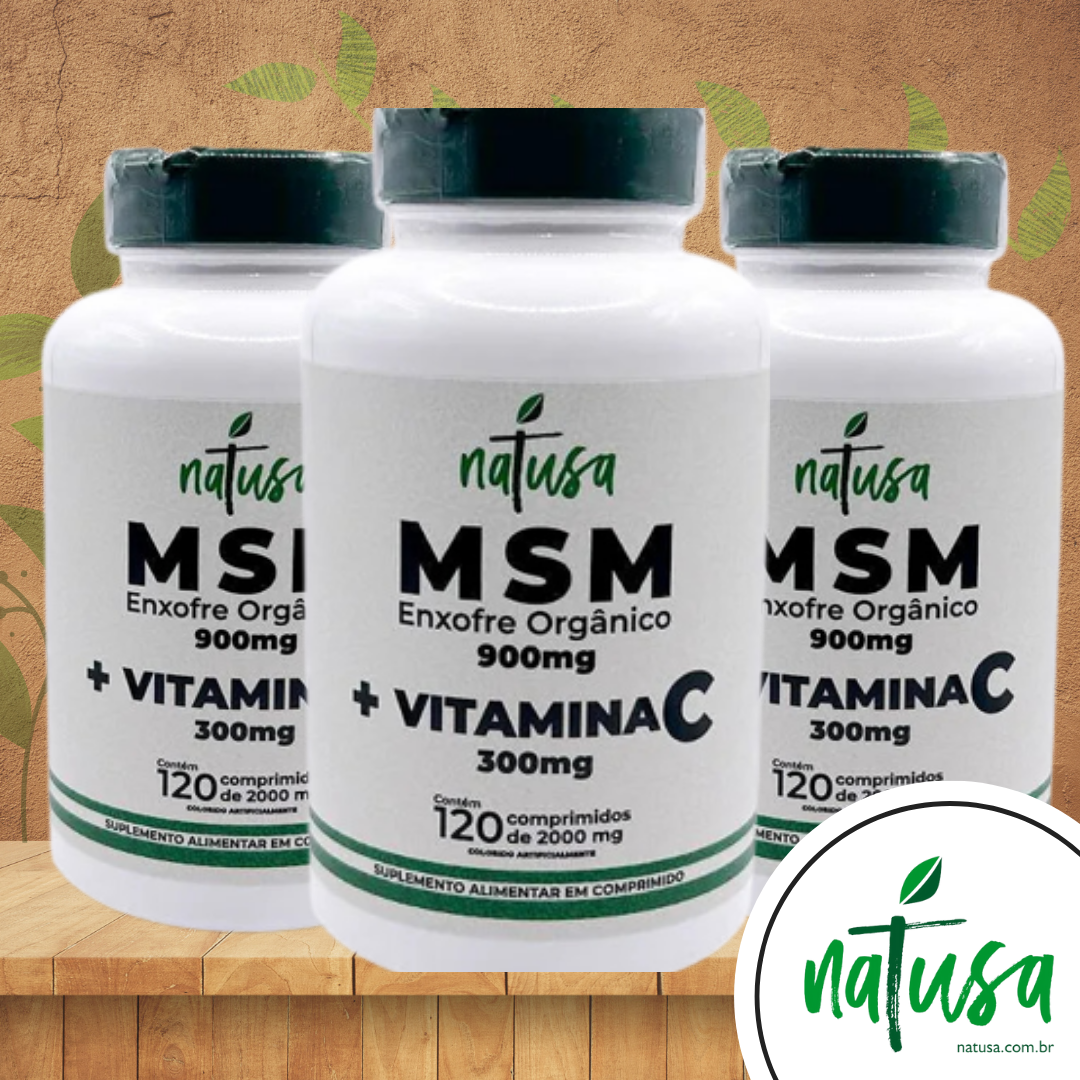 KIT 3 MSM + Vitamina C, Natusa, 900mg MSM, 300mg Vitamina C, 120